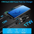 Android Car Charger Fast Charging Cord Type C 3.4A USB C Cigarette Lighter Adapter with Coiled Cable for Samsung Galaxy S26 S25 S24 S23 Z Flip 7 6 Z Fold 7 6 5 A57 A37 A17 A16 A35 A25 A15 A54 A14 A53