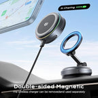 Qi2.2 Magnetic Car Mount Charger【25W Fast Charging+Ice-Cooling】 360° Rotating Fast Wireless Charger Stand with Cooling Fan/LED Light,Vacuum Magnetic Phone Holder Compatible with iPhone 12-17, S26/S25