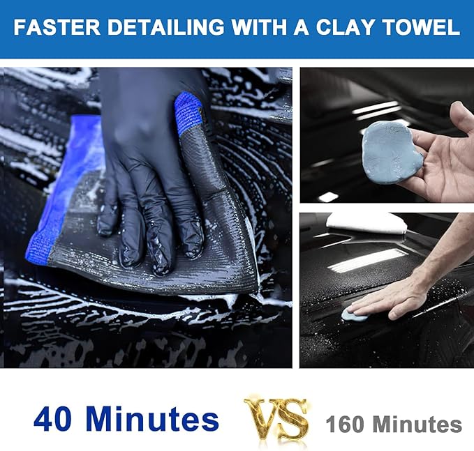 Clay Towel 2 Pack Auto Detailing 12"x12" Chamois for Car Fine Grade Microfiber Clay Bar Alternative