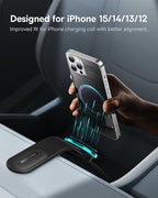 Baseus for Magsafe Car Mount Charger, 15W Wireless Car Charger Phone Holder, Magnetic Car Dash Mount for iPhone 15 14 13 12 Pro Plus Max, Bendable Memory Titanium Alloy for All Dashboard, Windshield