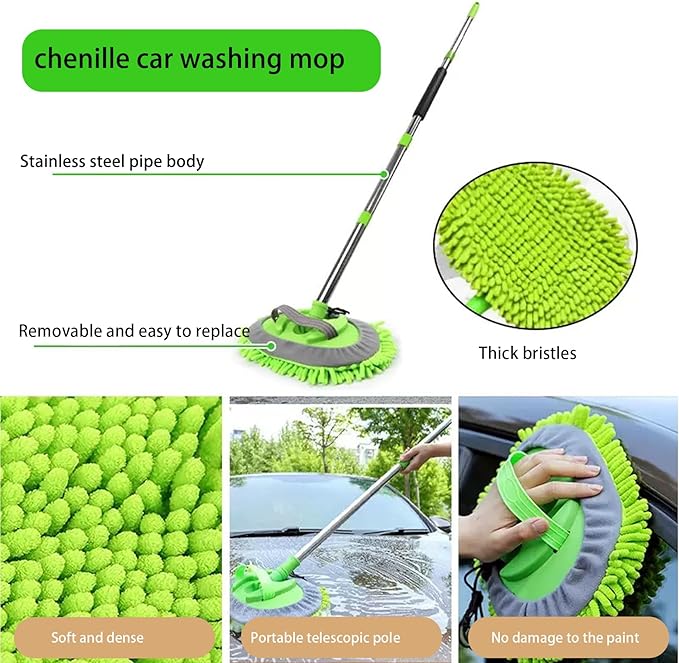 Car Detailing Kit Exterior, Car Wash Brush Kit with Long Handle 10pcs Set, Car Windshield Cleaner, Professional Car Care kits, Car Detailing Brush Set, Car Cleaning Drill Brush Kit with Extension Pole