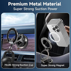Magnetic Car Phone Holder, 360° Adjustable Suction Cup Universal Phone Mount, Multi-Scene for Car Office Gym Home, Compatible with iPhone 17/16 Pro Max & Other Magnetic Phones (Black)