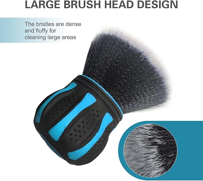 Car Detailing Brush, Ball-Shaped Cleaning Brush with Ultra Soft Dense Bristles, Non-Slip Handle and Storage Rack Design, Universal Multi-Purpose Gap Cleaner for Car Home Office (Blue)