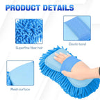 2PCS Microfiber Car Wash Sponge, Double Sided Chenille Microfiber Car Wash Mitt, Scratch Free & Lint Free, Absorbent Automotive Washing Sponges, Auto Cleaning Supplies (Light Blue)