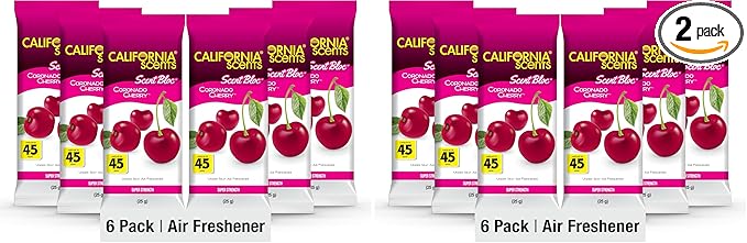 California Scents Power Bloc Car Air Freshener,Coronado Cherry Scent,(Pack of 12)