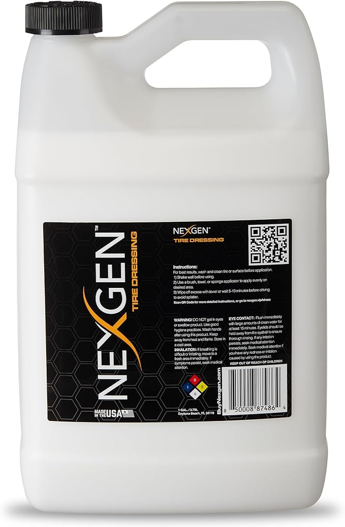 Nexgen Tire Dressing (Gallon) - Long-Lasting Tire Shine & UV Protection - Repels Dust & Debris - On-the-Go Car Detailing - Car Cleaning Supplies - for Tires, Dashboards, & Trim