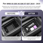 LUWU Center Console Organizer Compatible with BMW X5 G05 2019-2026/X6 G06 2020-2026/X7 G07 2019-2026 Accessories Armrest Console Storage Box Insert Tray ABS Material Black Coin Container Black