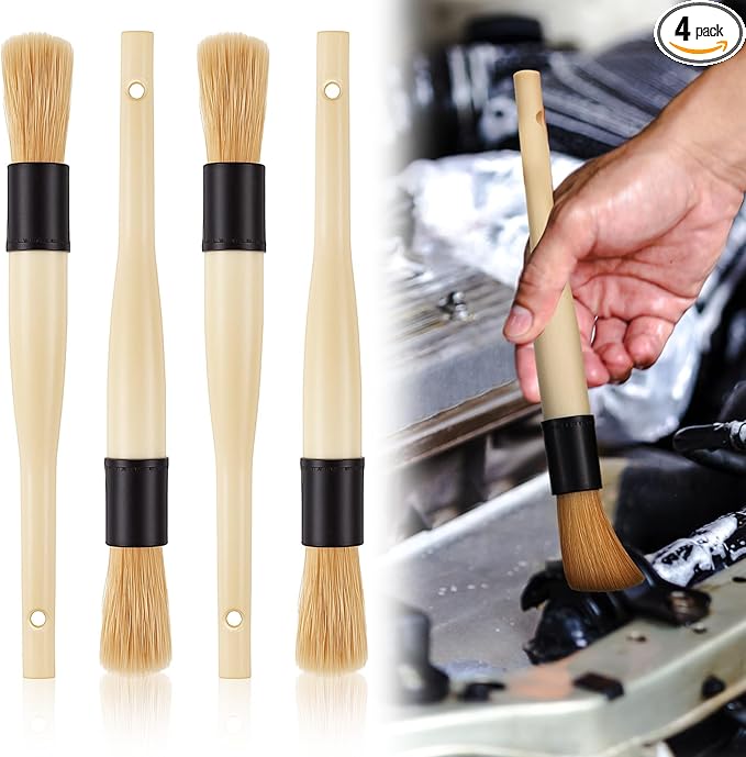 Patelai 4 Pack of Parts Cleaning Brush Home and Auto Use Parts Cleaner for Cleaning Auto Engine, Small Motors, Car Detailing, Wheels, Boats, Air Vents, Machinery