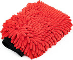 Stoner Car Care 95300 Premium Microfiber Knobby Car Wash Mitt Scratch Free Lint Free, Red