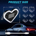 iFunyLED Car LED Interior Lights, Heart-Shaped Ambient Light for Windows, 5 Lighting Modes, Charging Through Type-c and Solar Energy, Car Decorations for Women Men, Pack of 2, (Ice Blue)