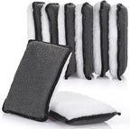 Mudder 8 Pcs Car Interior Scrubbing Sponge 5'' x 3'' Fiber Car Wax Applicator pad Household Cleaning Sponges for Leather Car Seat Couch Cleaning (Gray White)