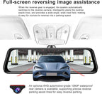 4K Dual Dash Cam for Cars, 9.66” Touchscreen Mirror Camera with WiFi, CarPlay, Suitable for All Models, Front 4K + Rear 1080P Recording, Night Vision, Parking Assist, 128G sd Card