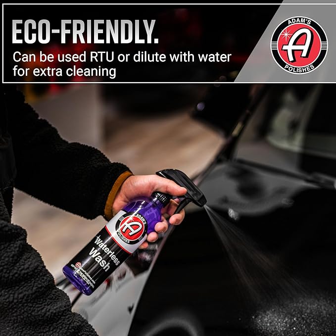 Adam's Polishes Waterless Car Wash Kit - Car Cleaning Supplies for Car Detailing | Safe Ultra Slick Lubricating Formula for Car, Boat, Motorcycle, RV | No Garden Hose, Wash Soap or Foam Cannon Needed