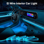 EL Wire Interior Car LED Strip Lights, LEDCARE 16.5FT USB Neon Glowing Strobing Electroluminescent Wire Strip with 6mm Sewing Edge, Ambient Lighting Kits for Car Inside Decoration (Ice Blue)