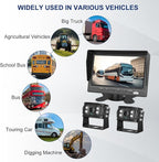 Dual RV Backup Camera 7 Inch 4K Display Screen Loop Recording Voice Control System IP68 Infrared Night Rear View Camera Wired Kit RV Trucks Tractors Car Videorecorders （12-24V）