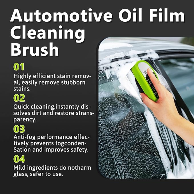 Automotive Oil Film Cleaning Brush for Car Windows,Glass Oil Film Remover for Car Glass Guard,2026 Upgrade 2.0 Cleaning Doard, 150ml Universal Clear vision Glass windshield Cleaner (1PCS)