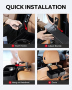 Amazicha Car Headrest Backseat Organizer with Hooks, 3 in 1 Seat Back Organizer Headrest with 3.7inch Cup Holder for Car Backseat Travel Accessories, 2PCS