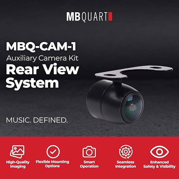 MB Quart MBQ-CAM-1 Auxiliary Camera Kit with Universal Mount, Works as Rear View, Reverse or Backup Vehicle Camera, 1/3" CMOS Sensor, IP67 Waterproof