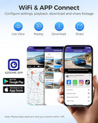 AZDOME GS63H 4K Dash Cam Built-in WiFi 6 GPS Car Dashboard Camera Recorder with STARVIS Night Vision, UHD 2160P, 150° Wide Angle, WDR, G-Sensor, Loop Recording, 24H Parking Mode