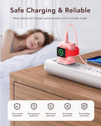 VRURC Charger for iPhone & Apple Watch, 20W USB C Fast Charging Block, 3-in-1 Compact Travel Adapter with 2 Port for iPhone 17/16/15/14/13, Wireless Magnetic for iWatch SE/11/10/9/8/7/6/5/4-Pink