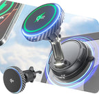 Q2 15W for Magsafe Car Mount Charger, [78+LBS Stronger Vacuum Suction] 360° Adjustable & Fast Charging Magnetic Phone Holder for Vent/Dashboard/Windshield/All Car Surface