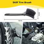 focopot Motorcycle Cleaning Kit 6 Pack with Easy Reach Brush,Tire Brush,Wool Wash Mitt,Chain Brush,Detailing Brush and Microfiber Towel for Cleaning Motorcycle Mudguard,Rims,Exhaust,Frame
