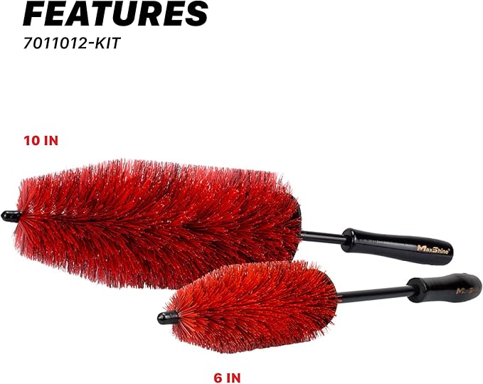 Maxshine Universal Wheel & Rim Brush Set, 2-Piece (10” & 6”) – Soft Non-Abrasive Bristles with Comfort Grip – Car Detailing Brushes for Safe Wheel & Tire Cleaning on Cars, Trucks, SUVs & Motorcycles