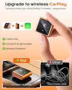 2026 Wireless CarPlay Adapter for Apple Only, Upgrade Mini Aluminium Car Play Adapter Converts Wired to Wireless CarPlay for iPhone, Plug & Play, Auto Connect Fast and Stable, with USB-C, CosmicOrange