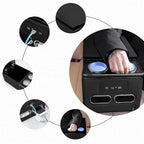 Black Universal Truck Seat/Bench Organizer with LED Light, USB Port, Cup Holders, Armrest, Padded Top Lid - Ideal for Business Upgrade Center Console Organizerand