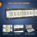 Nilight 22 Inch Side Shooter LED Light Bar Quadruple Row Spot Flood Combo Lights w/Wiring Kit for Fog Driving Work Lighting on Truck Tractor SUV ATV UTV Golf Cart Boats
