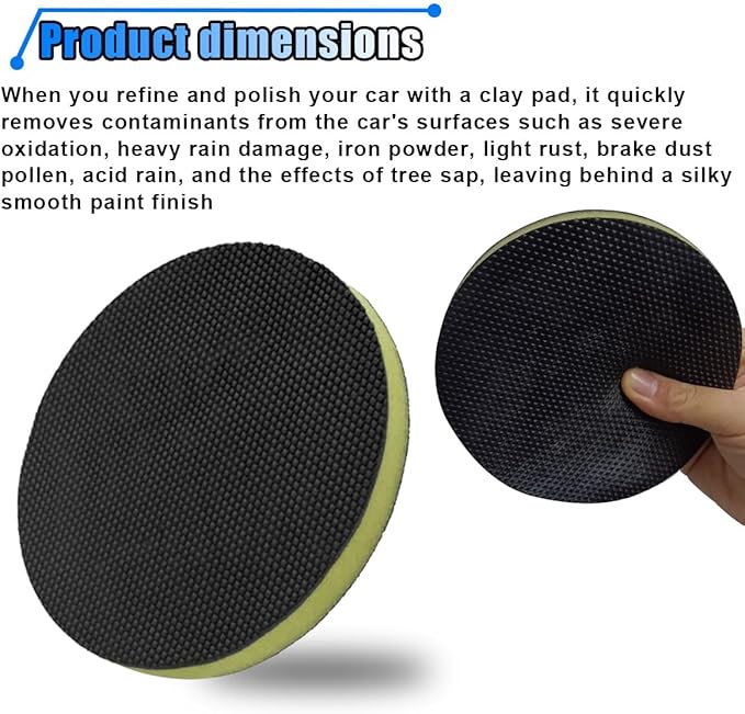 5.82'' Fine Grade Car Clay Bar Pad, Wipe Foam Pads for Car Polisher and Rotary Polisher, DA Polish Pad Replacement Tool for Remove, Novel Auto Detailing Kit (2PCS)