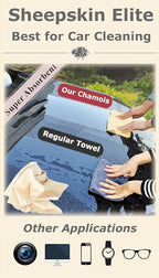 SHEEPSKIN ELITE Chamois Drying Cloth Car Drying Towel Real Leather Super Absorbent Fast Drying Natural Chamois Car Wash Cloth Accessory (2 SQ Each, 4 SQ FT in Total)