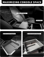 WinDu 2026 Model Y Juniper Accessories 5PCS NEW Center Console Organizer Tray for Tesla 2025-2026 Model Y Juniper Storage Tray [Silent Lining,Smooth Sliding] Armrest Hidden Box Cup Holder Camera Cover