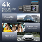 Dash Cam Front and Rear, 4K+2.5K+1080P with 170° Fisheye Lens, Full HD Dash Camera for Cars, 5GHz WiFi, IR Night Vision, WDR, 64GB Card Included, 24/7 Parking Mode, G-Sensor & Loop Recording（D7）
