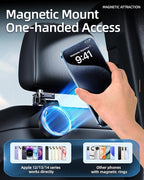 1 Pack Headrest Hook for Car Seat Back with Magnetic Phone Holder, Multifunctional Car Seat Hooks for Purses and Bags Handbag Grocery Bag, Purse Hanger Car Organizers and Storage Accessories