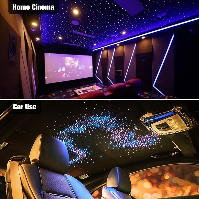 CHINLY 500pcs Starlight Headliner Kit,Twinkle Star Lights for Car Ceiling,APP Starlights Headliner Kit,Fiber Optic Star Ceiling Lights,RGBW+Music Mode Starlight Kit,(0.03in+0.04in+0.06in)*9.8ft