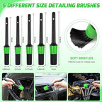 Nilight 37PCS Car Detailing Kit Auto Cleaning Tools Wash Set with Storage Carry Bag Home Use for Interior Exterior Deep Clean Car Care Windshield Dashboard Seat Air Vents Wheels Tires, Green