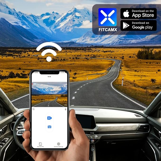 Fitcamx Front 4K+Rear 1080P Dash Cam Adapts for Kia Telluride 2023-2025 (Part NO#S9300), Integrated OEM Style, Dual HD Video, WiFi & APP, Loop Recording, Gravity Sensor, Easy to Set, 128GB Card