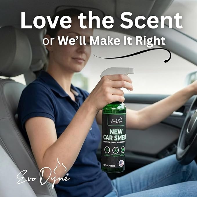 New Car Smell Spray (16oz), Made in USA | Long Lasting Car Air Fresheners Eliminates Odor - Air Fresheners for Cars, Trucks, & Other Vehicles – Fresh Scent Air Freshener Spray by Evo Dyne (3-Pack)