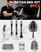 8PCS Car Interior Detailing Kit - 200g Cleaning Gel (185% More Than 70g), Ultra-Soft Detailing Brush Set, Dash Duster, Air Vent Brush, Microfiber Towel | Car Cleaning Supplies Gift for Men