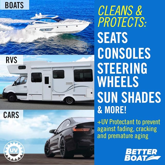 Boat Cleaner Wipes with UV Protection, Marine Vinyl Cleaner and Protectant, for Boat Seats, Car Leather, Dashboard, Console, Interior, and Exterior Cleaning Supplies