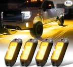 Nicoko 4Pods Pure Yellow 72 LEDs SMD Chips 72w High Power Rock Lights Super Bright Yellow Offroad Car Boat Underglow Lights IP68 Waterproof for Truck SUV UTV ATV RZR