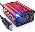 300w Power Inverter DC 12V to AC 110V - vansoet Car Plug Adapter Outlet with 3.4A Dual USB Fast Charging Port - Car Charger Cigarette Lighter Adapter for Phone, Laptop on Road Trip (Red-30)