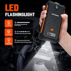 Acmount P110 Car Jump Starter, 6000A Peak Lithium Jump Starter Battery Pack for Up to 10.0L Gas or 8.0L Diesel Engine, Safe 12V Portable Battery Starter Power Pack with LED Screen & LED Light - Orange
