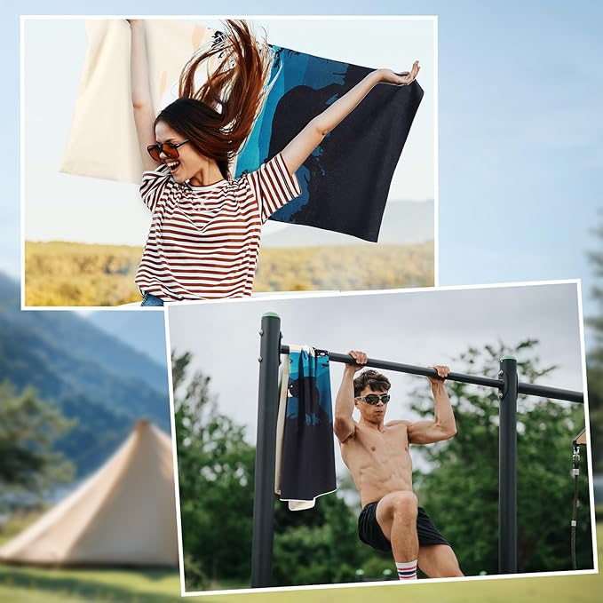 Hahafelt 2 Pack Car Seat Towel Covers Athletic Running Towel Performance Microfiber Post Workout Sweat Washable Cover Non Slip for Seat Outdoor Sport (Shenandoah)
