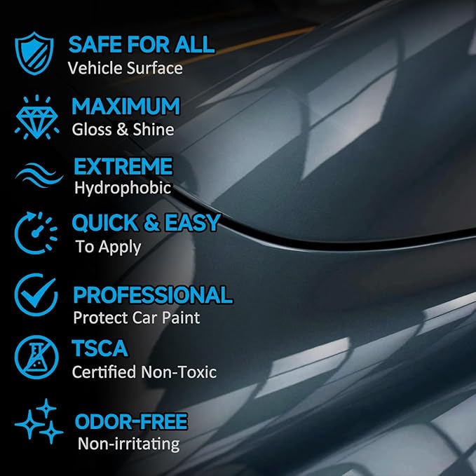 Ceramic Coating Spray for Cars, Nano Ceramic Car Wax Spray, Hydrophobic Top Coat, High Gloss Paint Protection, Water Beading Quick Detailer, Scratch & UV Protection Car Polish Spray -17 Fl.Oz