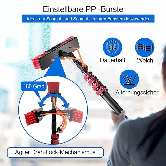 Telescopic Rod Window Cleaning Water Guide, Telescopic Wash Brush Telescopic Rod, PV Tool Cleaning Device, Wash Brush, Window Cleaner,7.2M