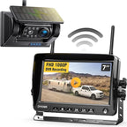 Magnetic Solar Wireless Backup Camera HD1080P 3 Mins DIY Installation DVR 7" IPS Monitor Rechargeable Reverse Camera System for Hitching Gooseneck Horse Trailer Fifth Wheels/Car RV Camper AP7