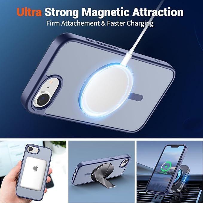 SUPFINE Magnetic for iPhone 17e Case/iPhone 16e Case (Compatible with MagSafe)(Military Grade Drop Protection) Slim Translucent Matte Shockproof with Anti-Fingerprint Phone Case,Lavender Gray