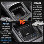Wireless Car Charger for Mercedes-Benz A-Class B-Class GLA CLA 2013-2019 W176 W246 X156 C117 Accessory, 15W Fast Charging Phone Charger Pad with 27W USB-A & Type-C Port for iPhone Galaxy